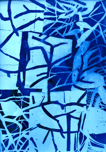 Aan het experimenteren met cyanotypie emulsie op glass