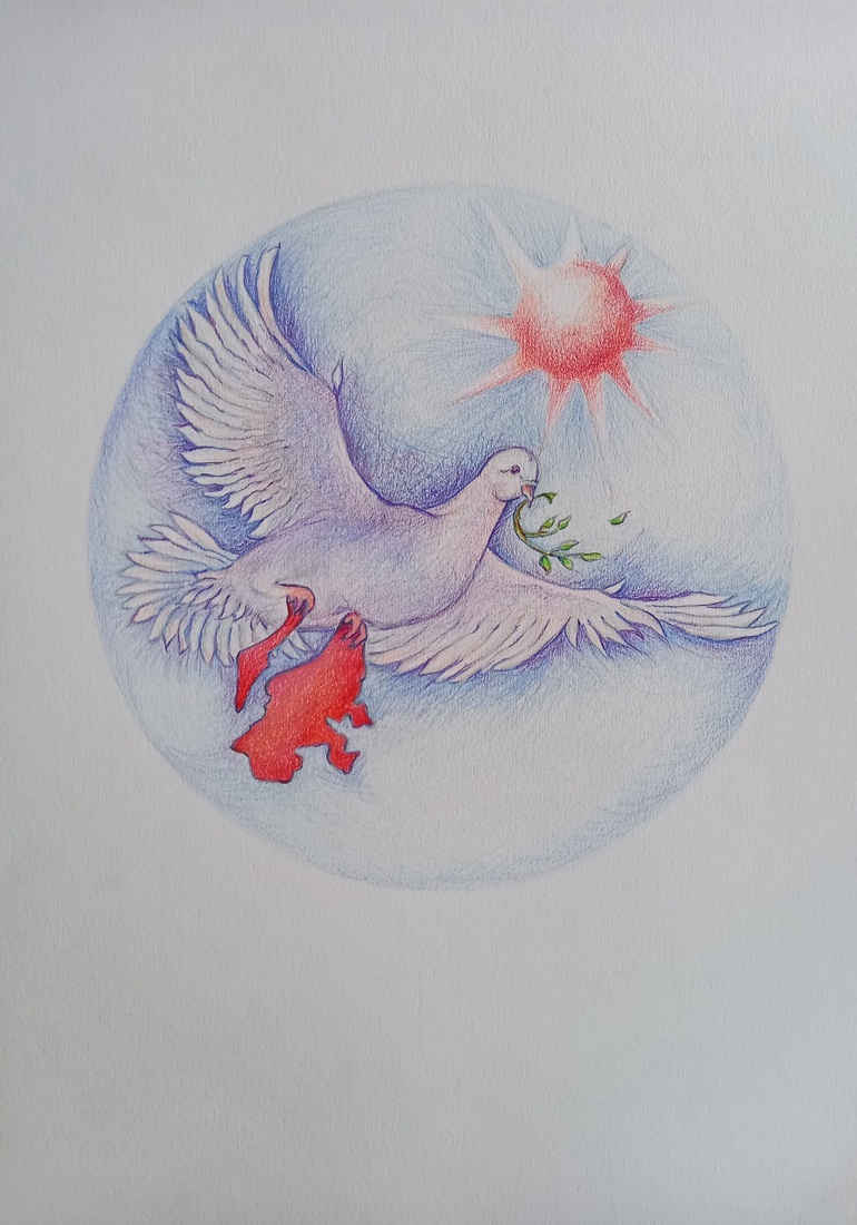 Vredesduif in  mandala-vorm