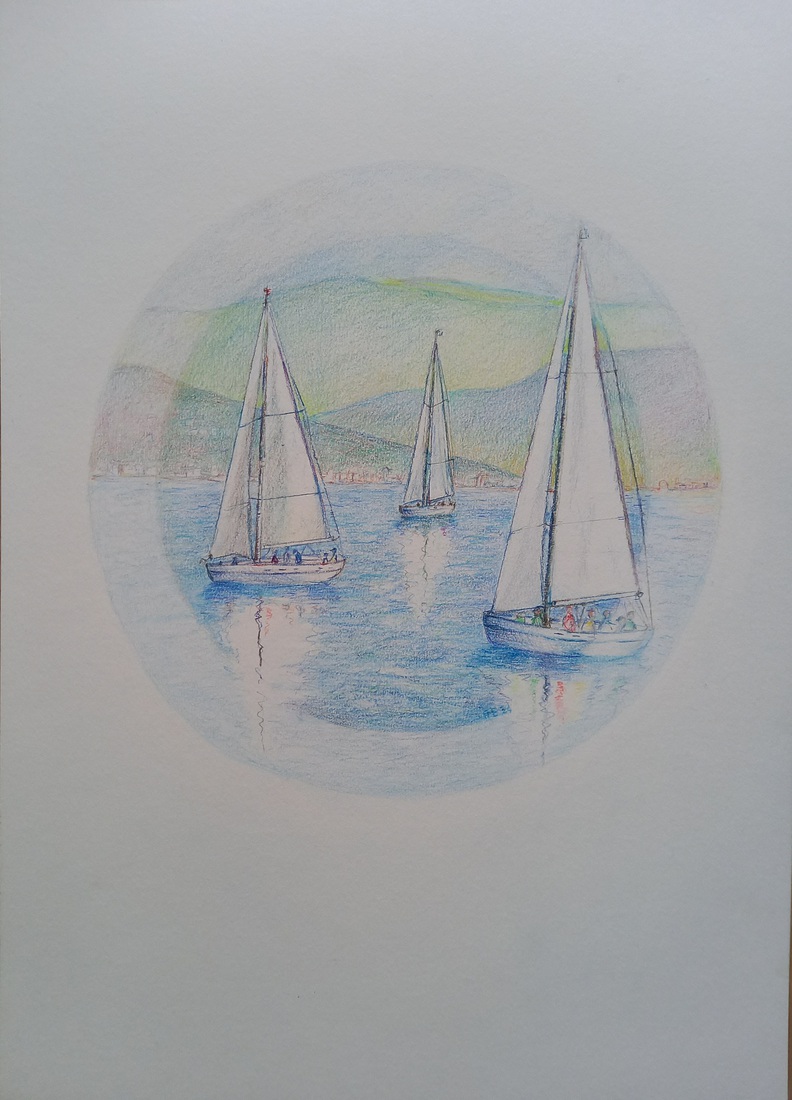 Zeilen op een bergmeer