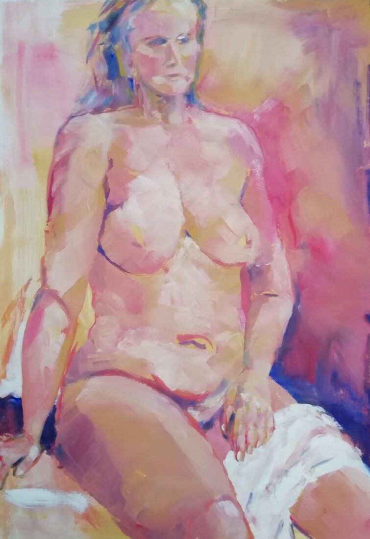 Naakt met witte lap.