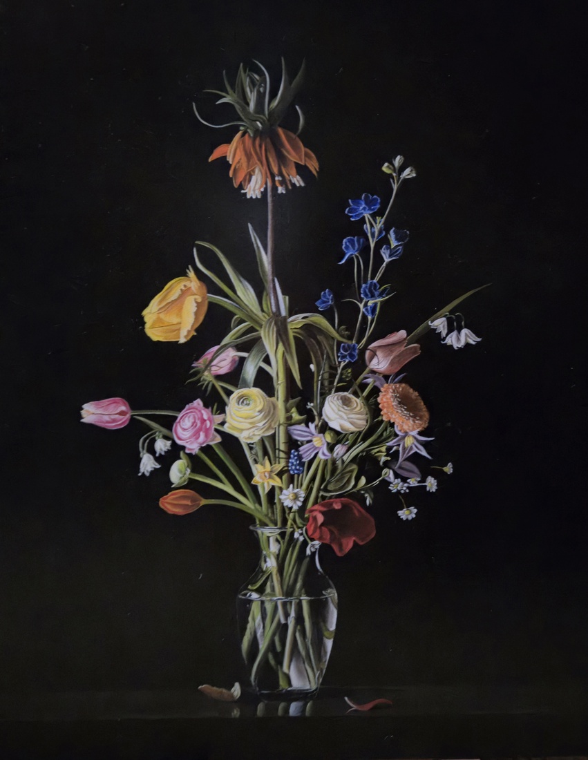 Bloemstilleven met Keijzerskroon (Fritillaria meleagris)