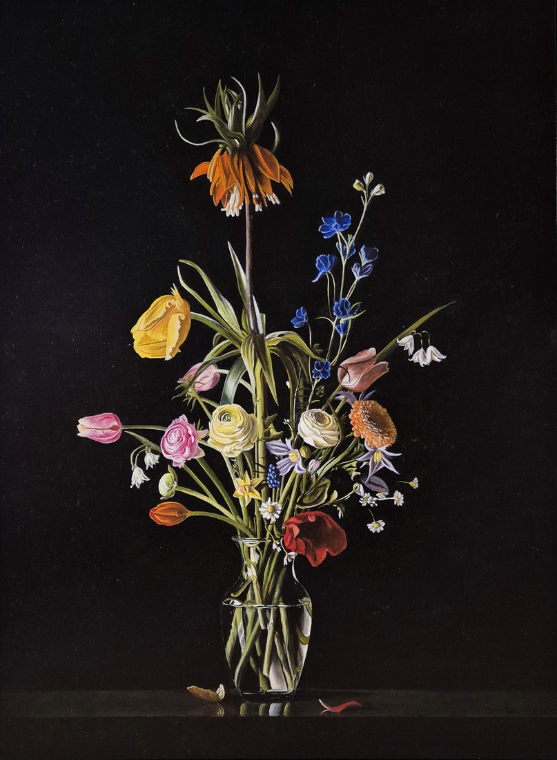 Bloemstilleven met Keijzerskroon (Fritillaria meleagris)