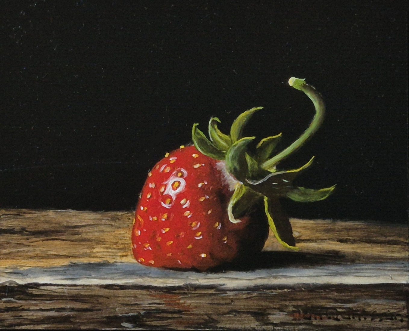 Strawberry with a curved stem