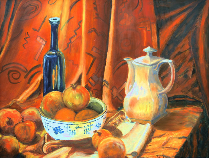 stilleven met koffiekan