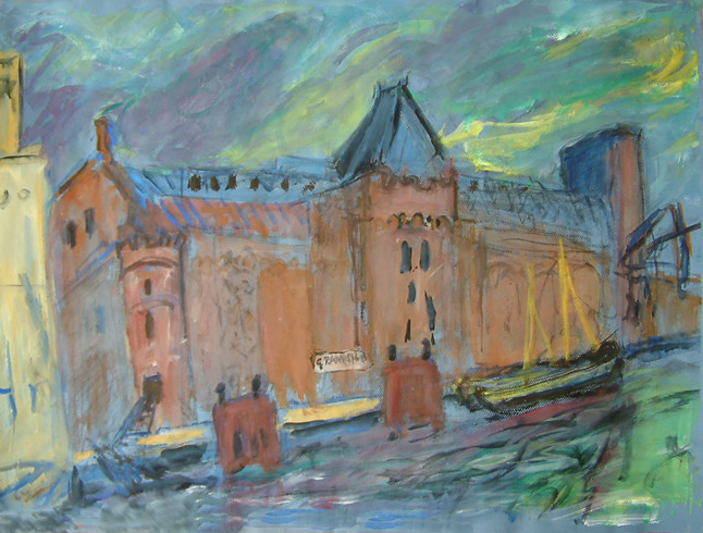 Old elevator along river IJ, Amsterdam