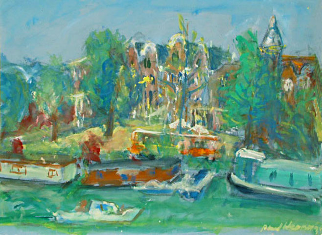 view on Kattenburger square in front of the museum of Ship, Amsterdam