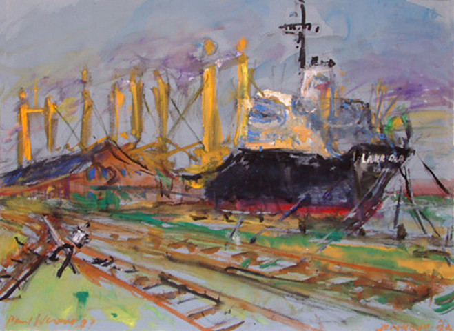 oiltanker in the old port of Amsterdam