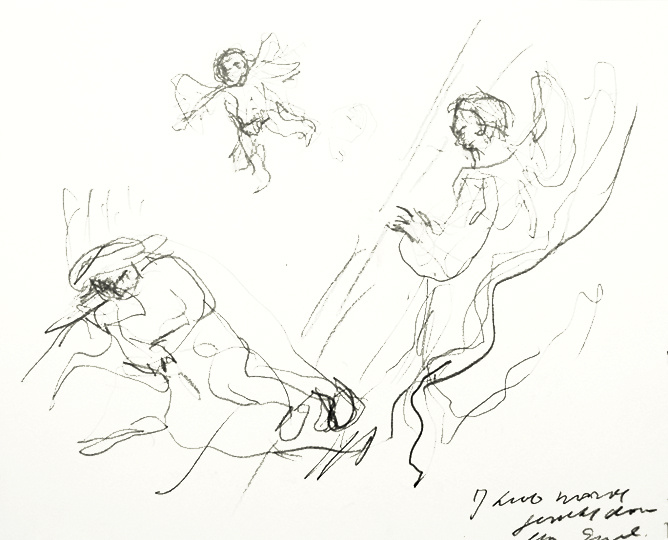 Jacob is called by an angel, after Rembrandt