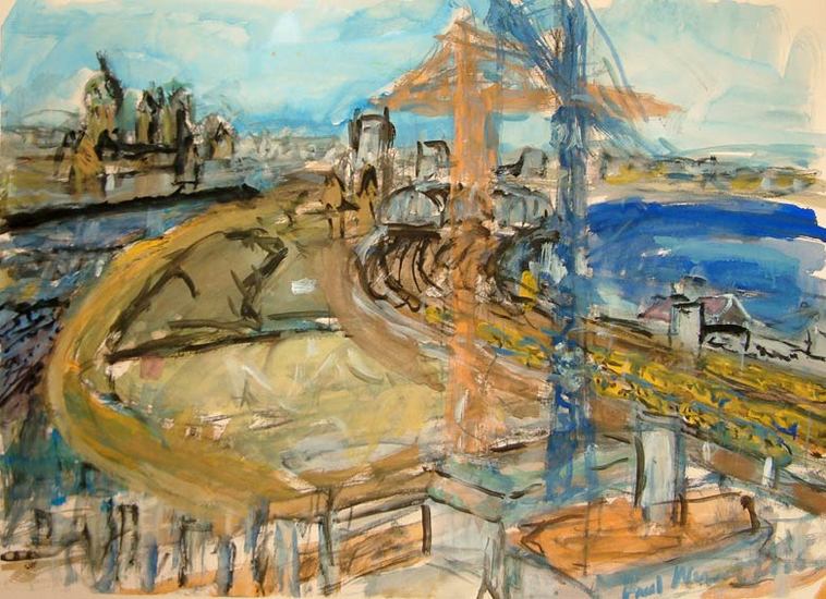 cranes at the excavation of Oosterdok, Amsterdam-city