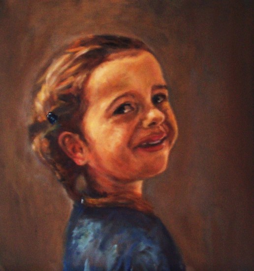 Meisje met blauw speldje