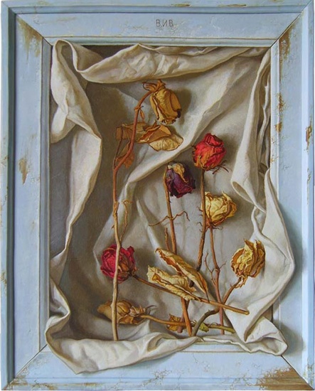 Stilleven met gedroogde rozen