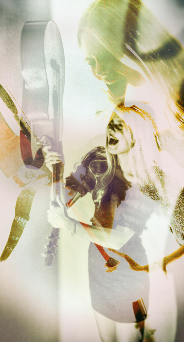 Girl and Guitar. Two Moods