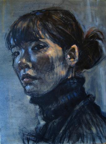 Self-portrait in blue
