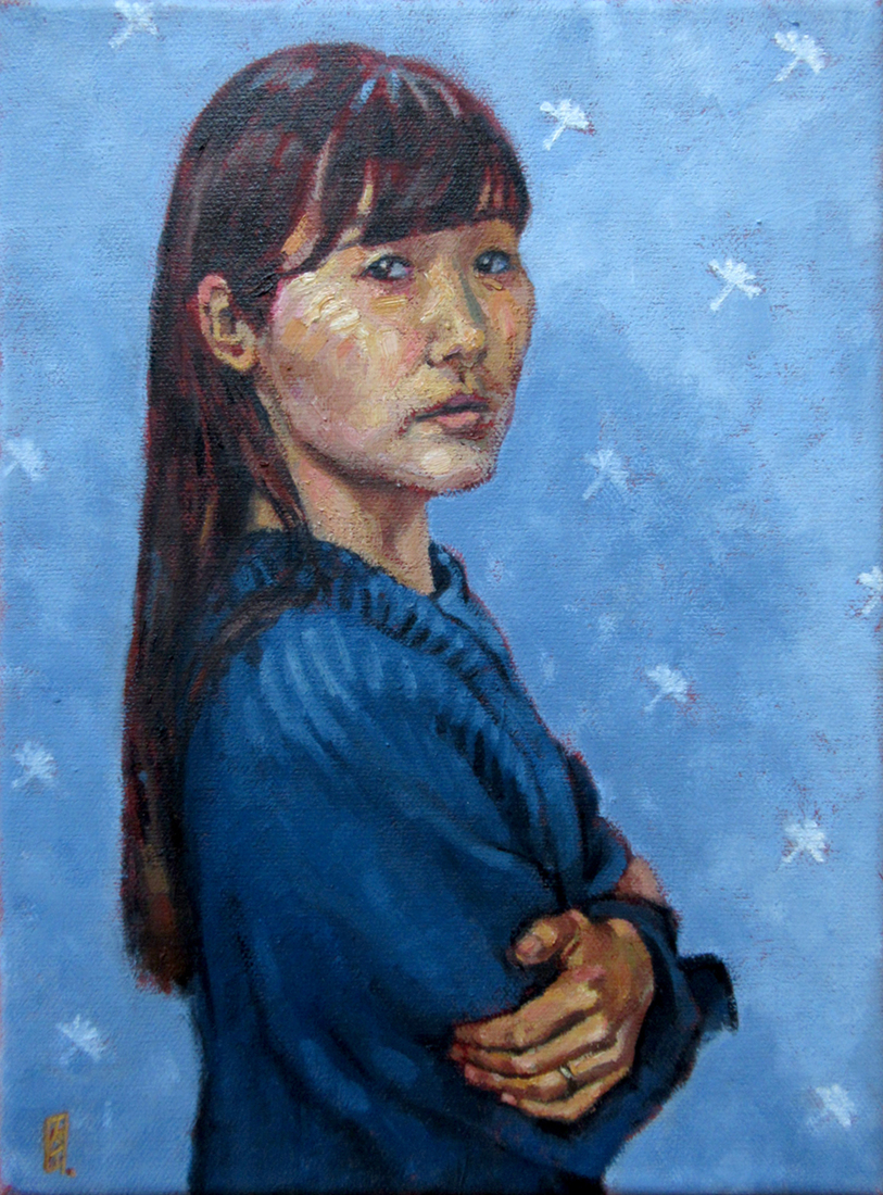 self-portrait in blue