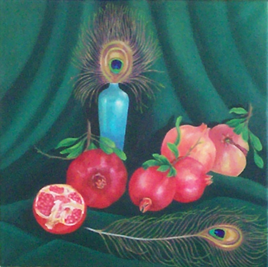 Pomagranates and Peacock Feathers