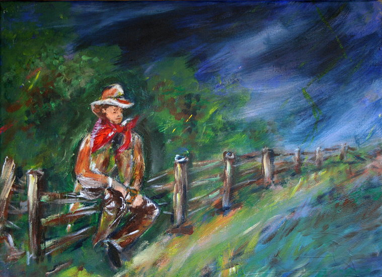 cowboy in de storm