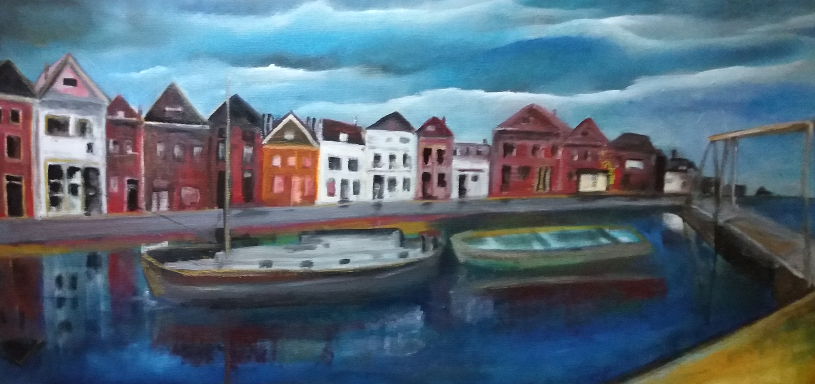 Grachtenkant met Huizen