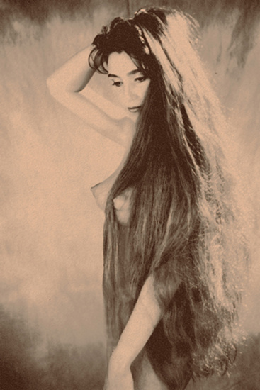 Naked woman with long hair