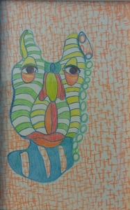 Tekeningen en schetsen met (aquarel)potlood op wit of gekleurd papier.