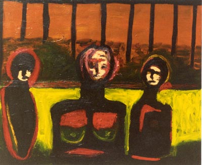 Three persons waiting