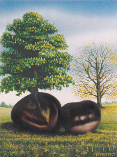 De vicieuze cirkel van de kastanje.(Acryl)