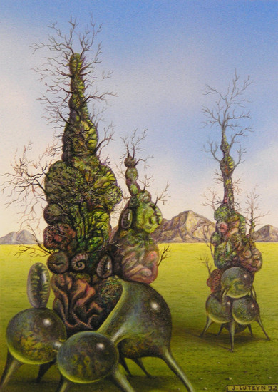 Levensvormen in de woestijn (Acryl)