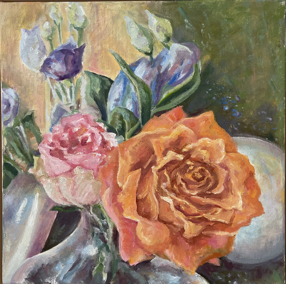 Boeket met oranje roos