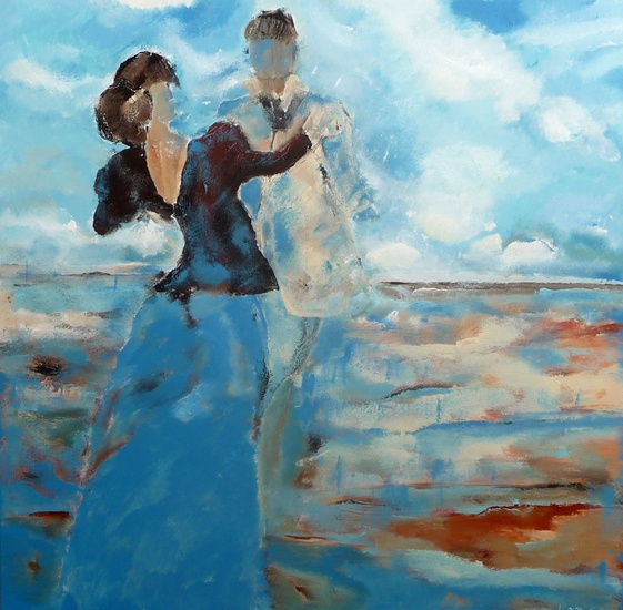 Dansen aan zee in de mist