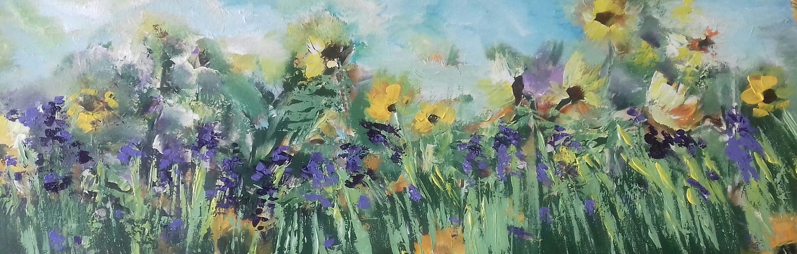 Zonnebloemen en lavendel