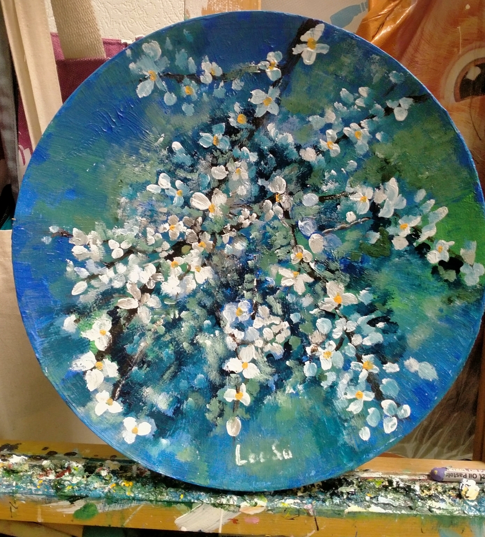 beschilderde bamboe schaal