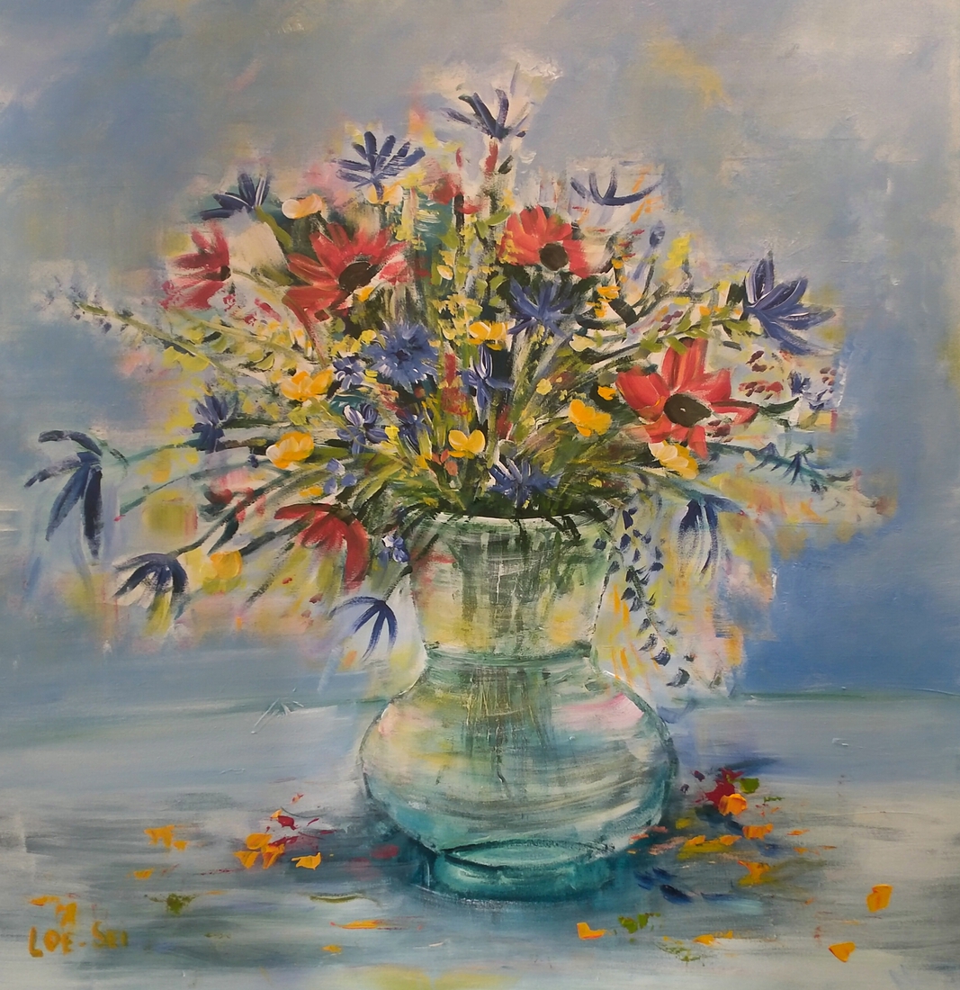 vaas bloemen (uitbundig)