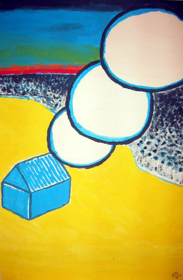 Nadenkend huisje op het strand