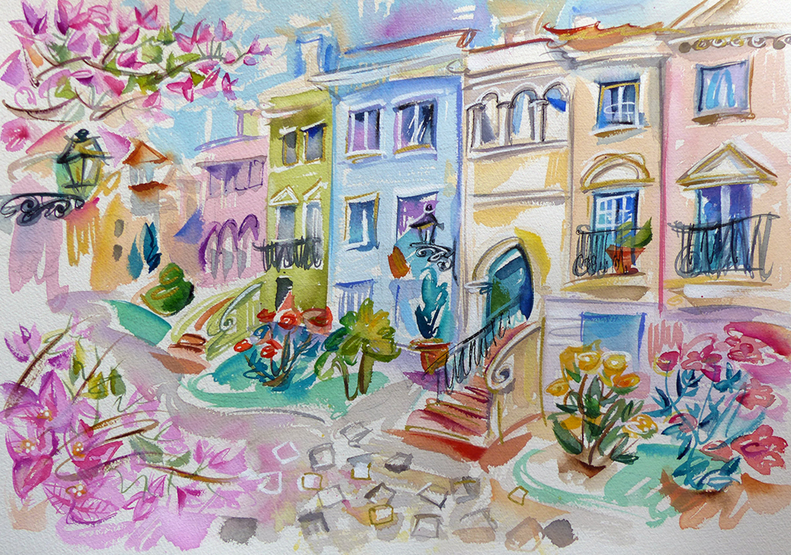 Old Village | Church Street with Bougainvillea