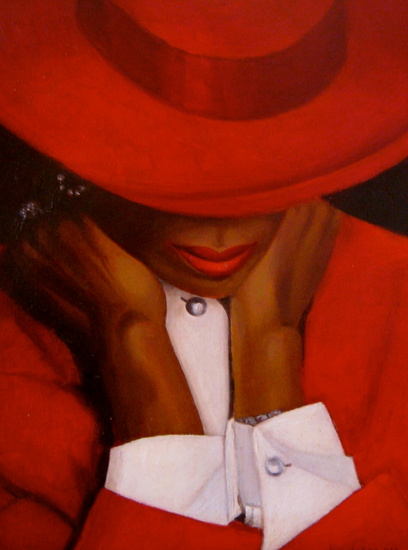 'Woman with red hat'