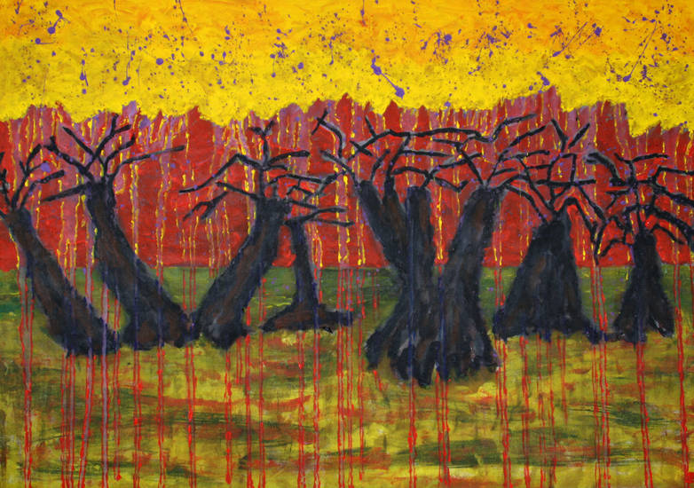 Under a yellow sky