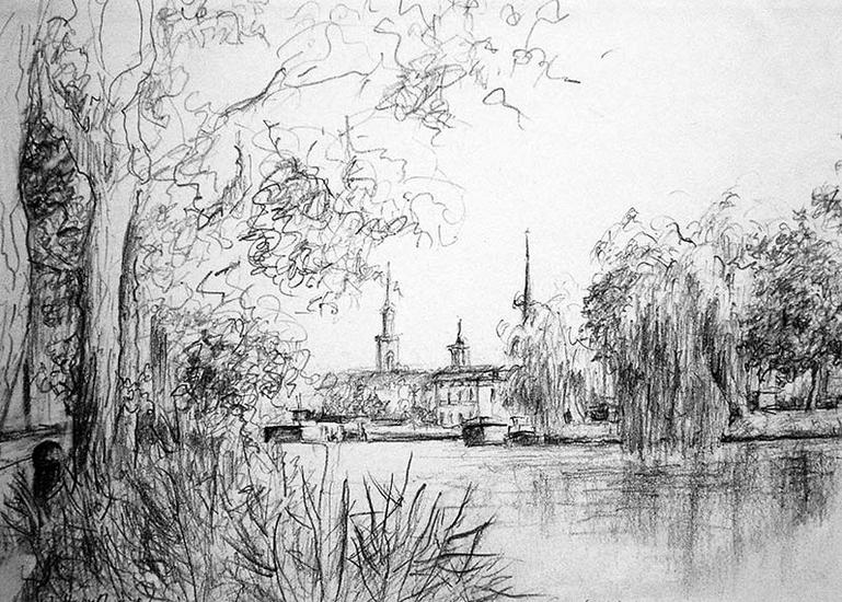 Voorzaan,gezien vanaf het eiland richting sluizen