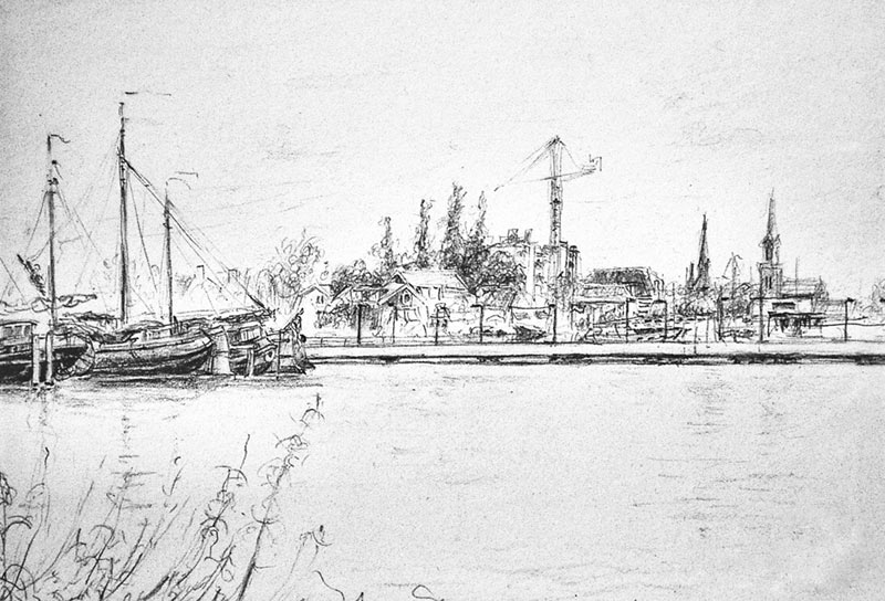 Zaandam, havenfront gezien vanaf het Kerkerak