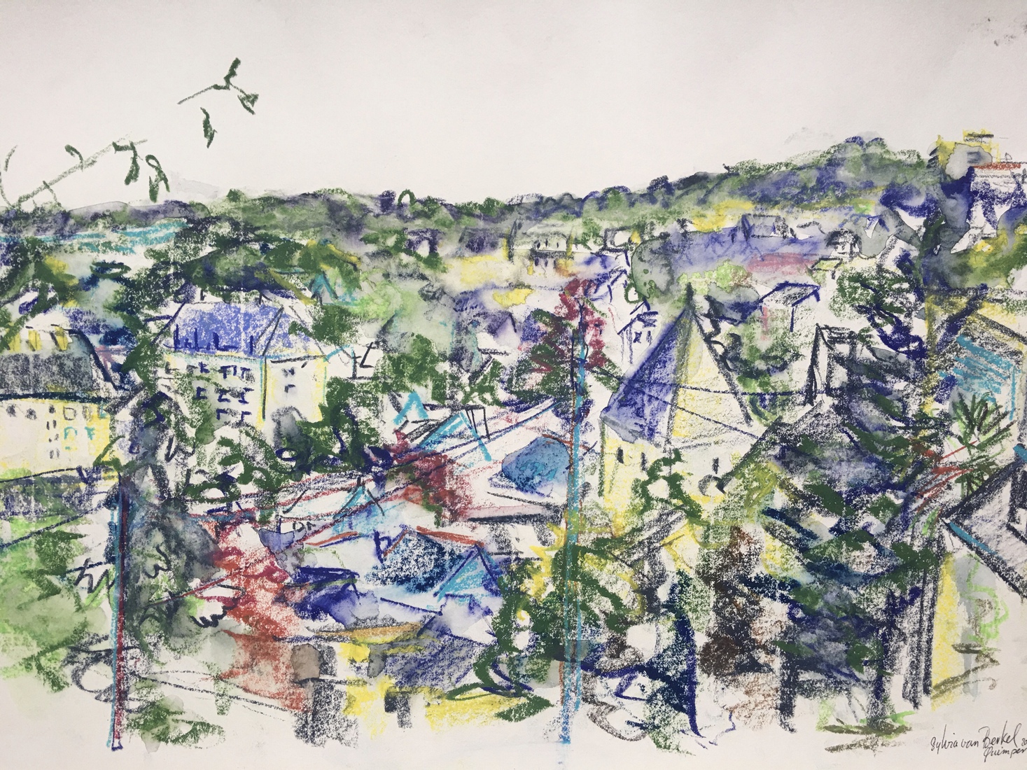 Zicht op Quimper blauw