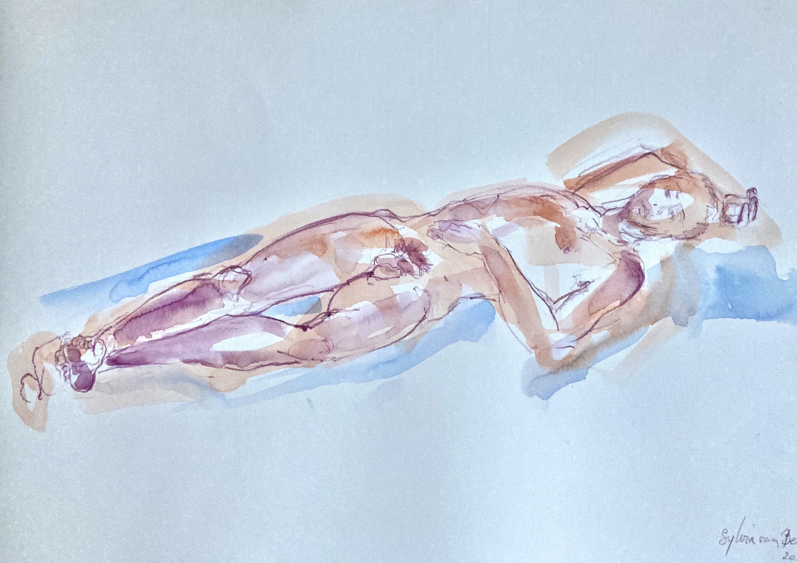 Liggende naakte jongeling