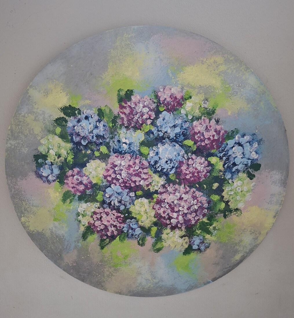 Rond hortensia schilderij 250505