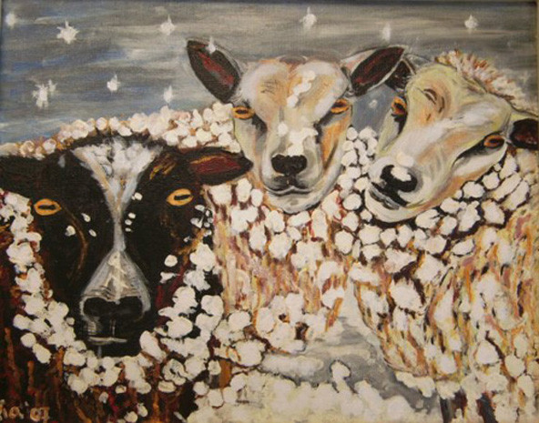 Schapen in de sneeuw