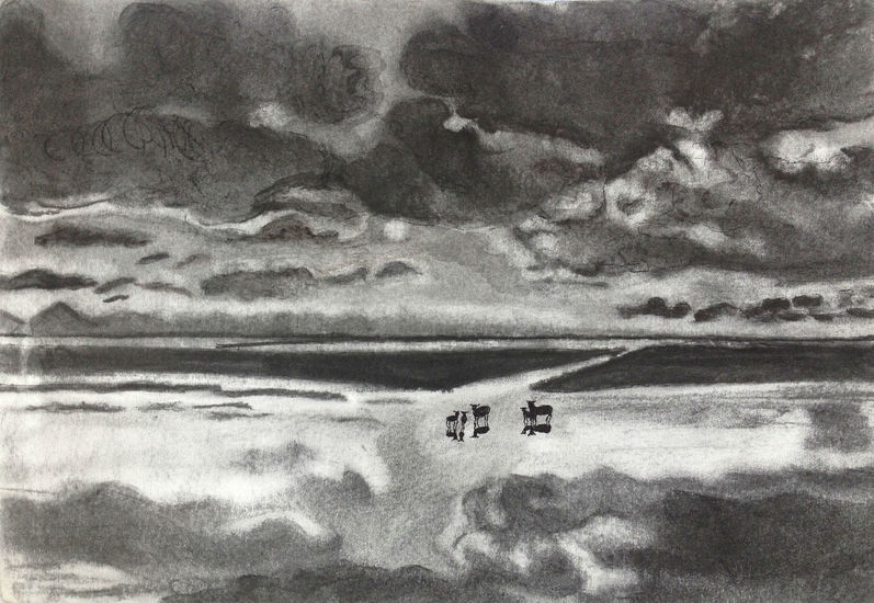 zonsondergang op de wadden