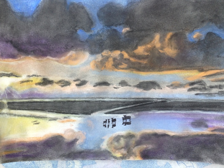 zonsondergang op de wadden