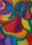 Deze werken zijn gemaakt op aquarelpapier met oliepastels. Nadat je de kleuren hebt opgezet, ga je ze uitwrijven met lijnolie.