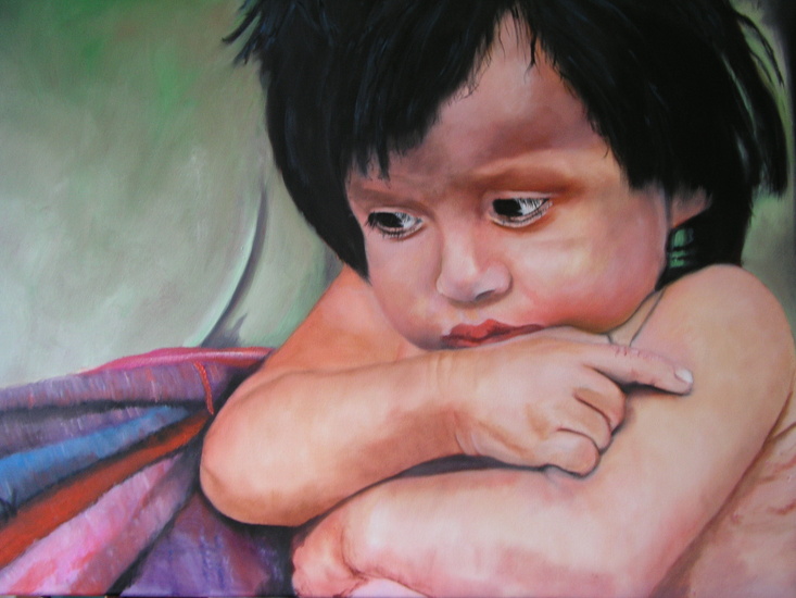 Kleuter in Amazonewoud.