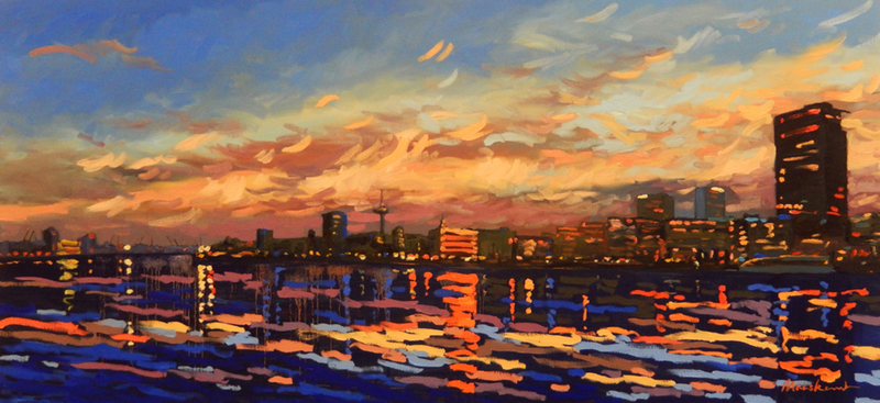 avondlicht over Rotterdam