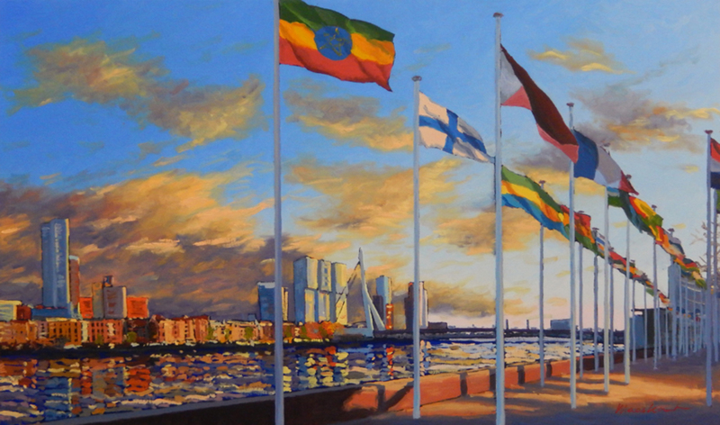 Vlaggen langs de Maas