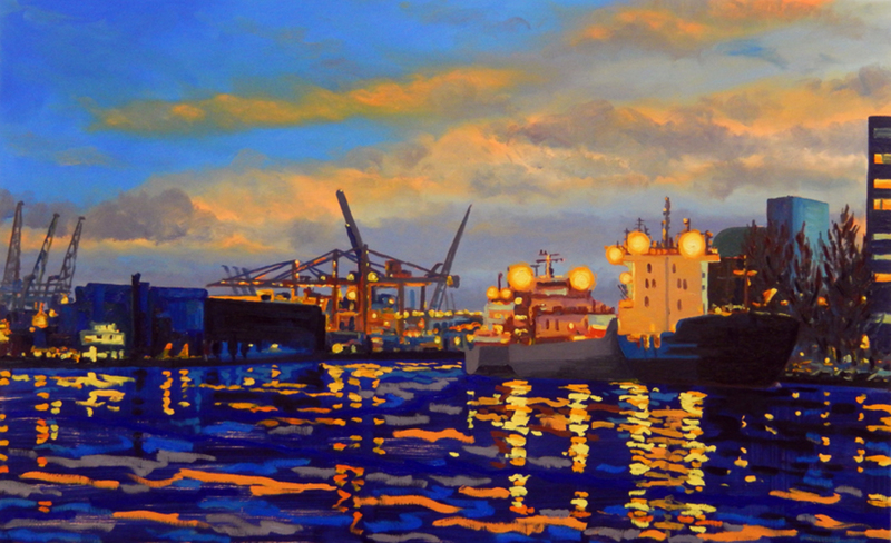 schepen in de schemer