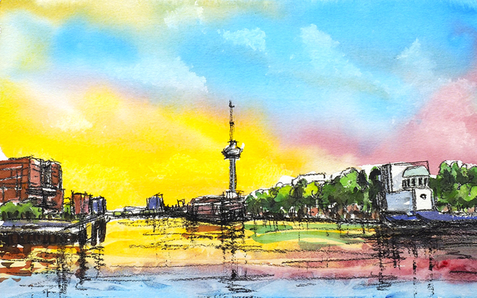 Euromast bij avondlicht