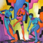 Dansende of vechtende vrouwen of mannen